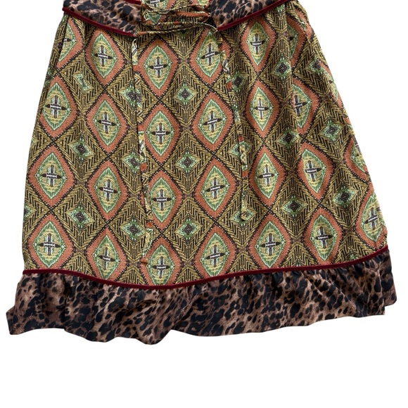 Double D Ranch Western Print Dress Beaded Embellished Boho Cowgirl XL Leopard - Picture 14 of 15